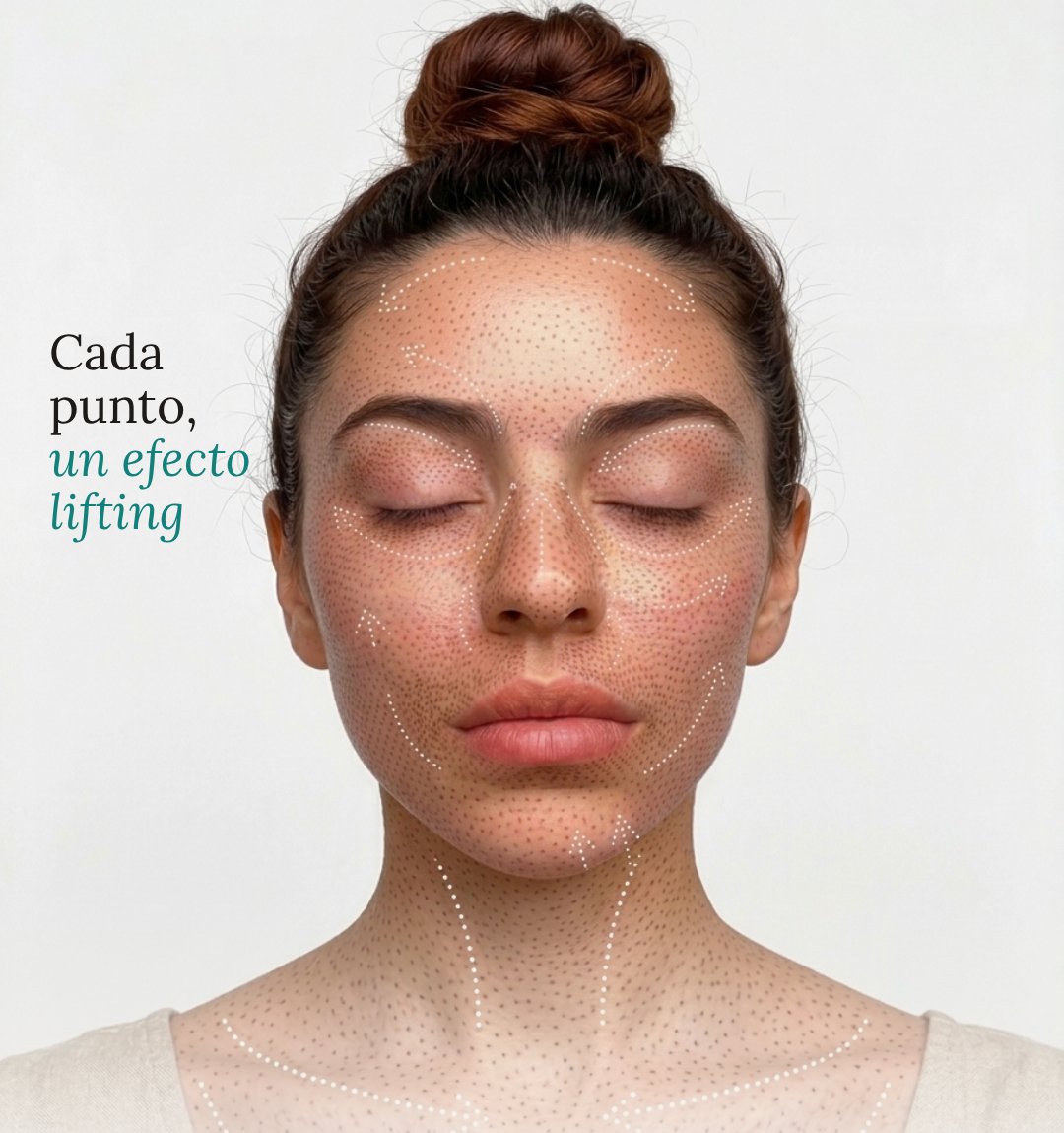 Puntos de Fibroblast sobre el rostro